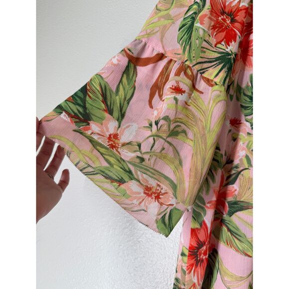 J Jill Floral Tunic Top Womens Sz XLp Beachy Tropical Vacation Summer Boho - Picture 2 of 8
